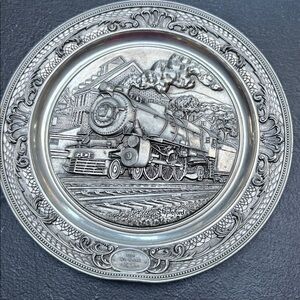 Vintage Silver Train Wall Art Plate